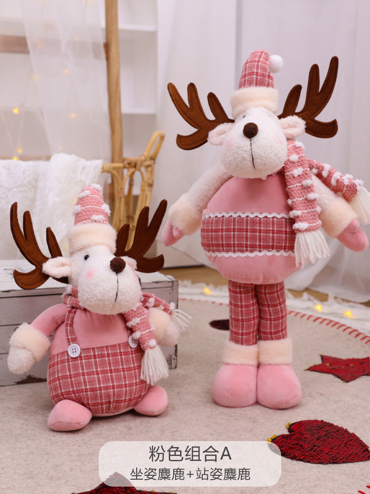 El conjunto de muñecas sin rostro de Navidad transfronteriza decora la Navidad rosa muñeco de nieve enano Papá Noel creativo Adornos navideños