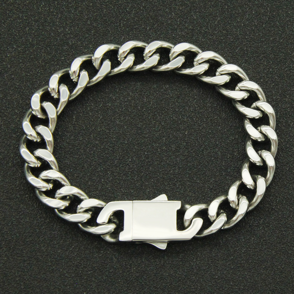 Hip-hop Punk Glossy Stainless Steel Spring Clasp Cuban Chain Trendy Necklace display picture 3