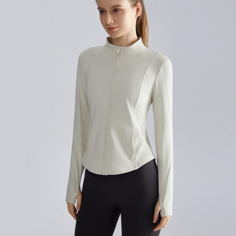 威曼新作フィットネススポーツウェアジャケット レディース スタンドカラー ジップアップ スリムフィット ランニング 速乾 アウター ヨガウェア 秋用トップス