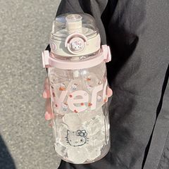 夏の大容量スポーツカッププラスチックカップ携帯シンプルストロー宇宙カップ女性男性フィットネスカップ水を飲む