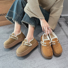 厚底勃肯鞋女2025冬季新款复古加绒保暖棉鞋毛毛懒人一脚蹬雪地鞋