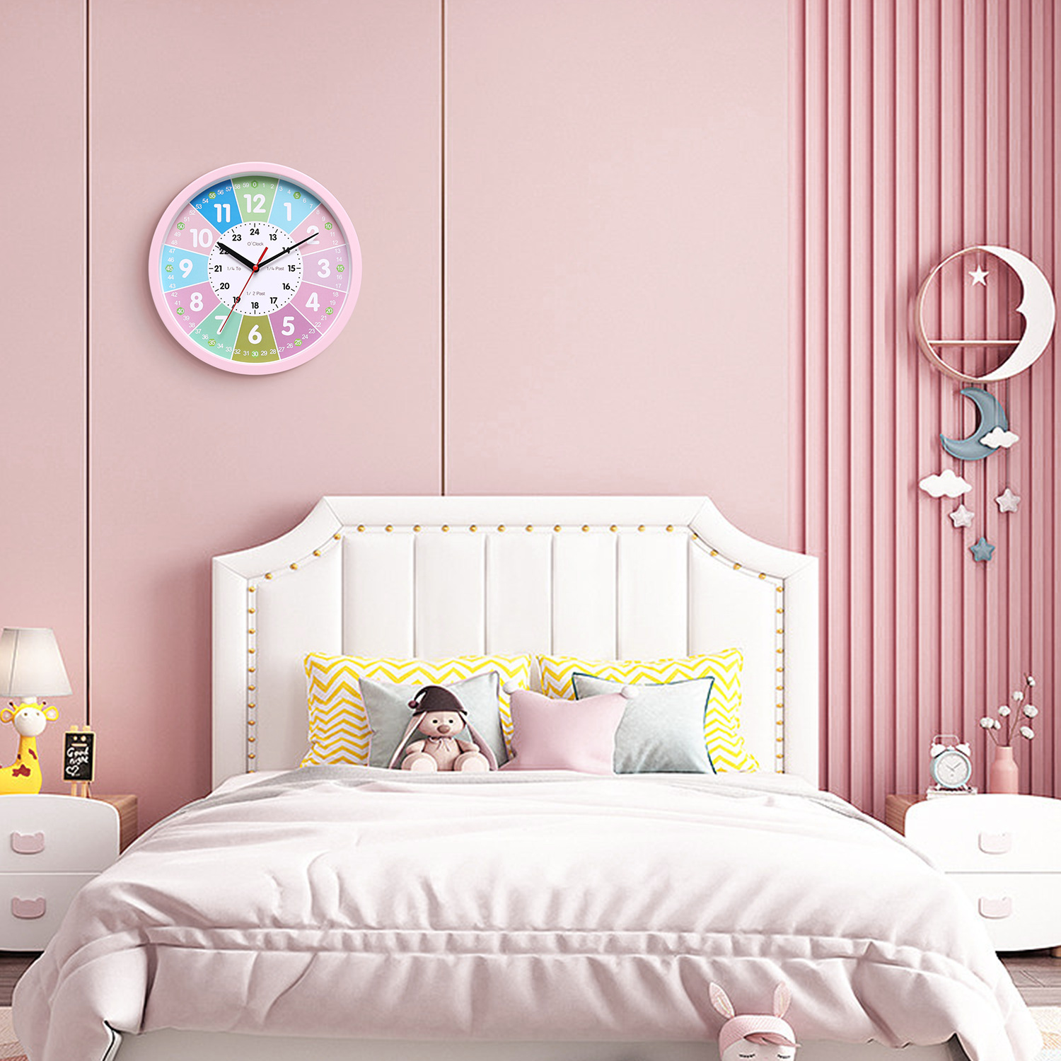 Reloj de pared dormitorio de los niños del hogar reloj mudo 10 pulgadas educación temprana aprendizaje educativo juguetes cuarzo educación temprana reloj al por mayor