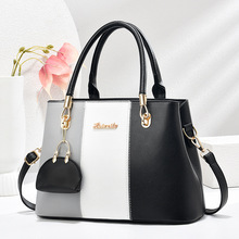 现货女包新款潮女士时尚通勤百搭大容量撞色送妈妈单肩斜挎手提包