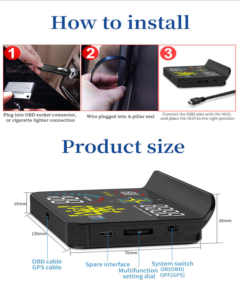 Navigation Version Usb-Powered Car Hud Head-Up Display Universal High-Definition Portable Speed Projector Q10