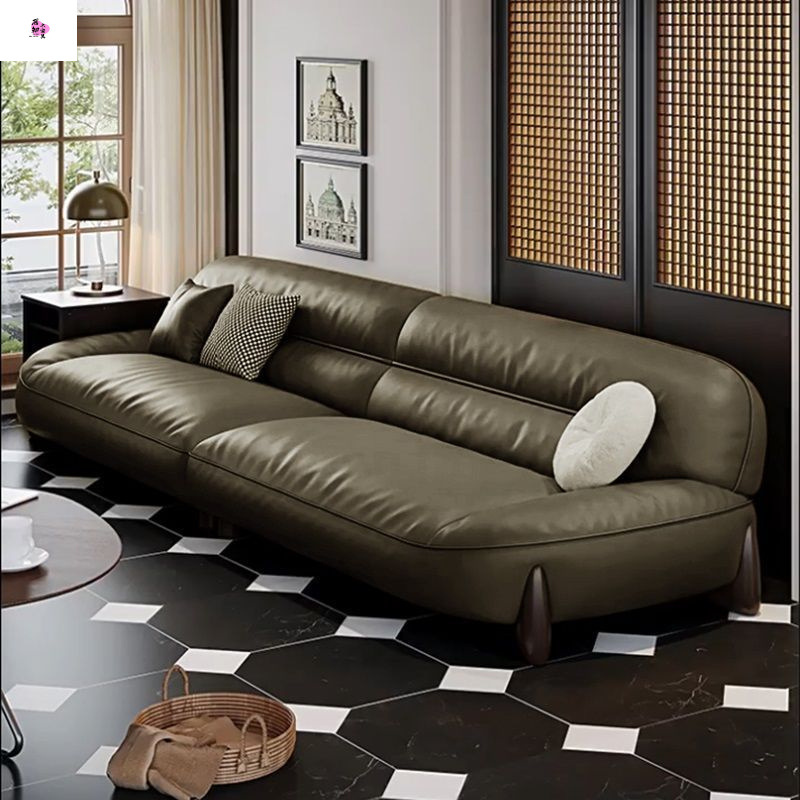 Sofá de cuero moderno minimalista italiano de alta calidad, sofá de cuero pequeño, sofá de cuero real