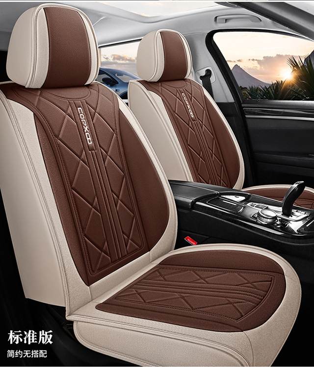 Cross-Border Car Seat Covers for Five Seats, Universal Full Surround, All-Season Cushion Covers, Linen Breathable Seat Covers, Seat Cushions