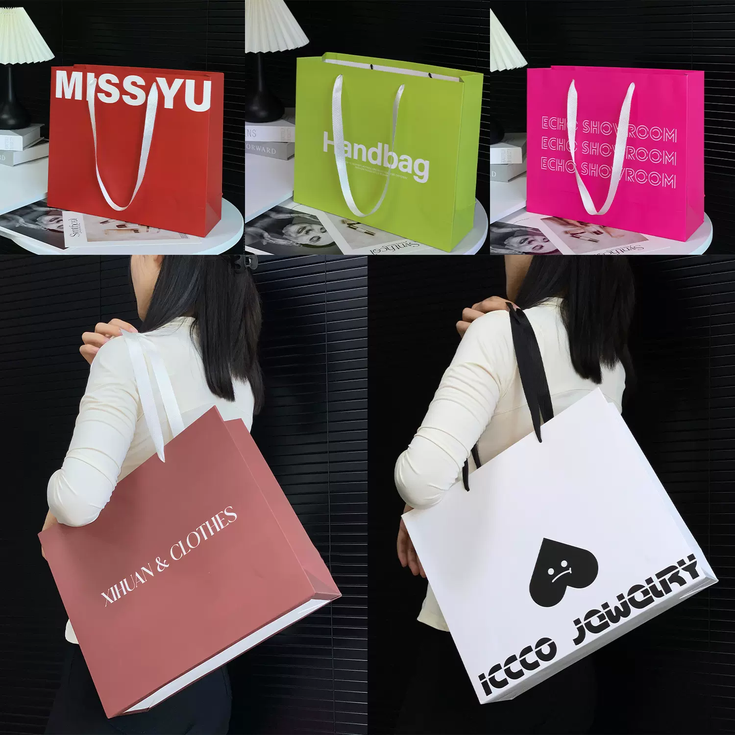 高档礼品店袋子手提袋定制印logo化妆品服装店高级感牛皮纸袋订做