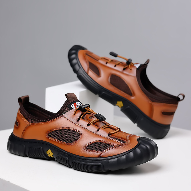 Casual heren sandalen van leer met antislip zool_voghion.com