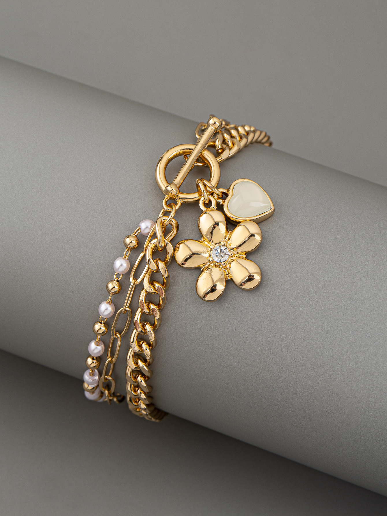 Zinc Alloy Chain Material Lady Heart Shape Flower Zinc Alloy Wholesale Bracelets