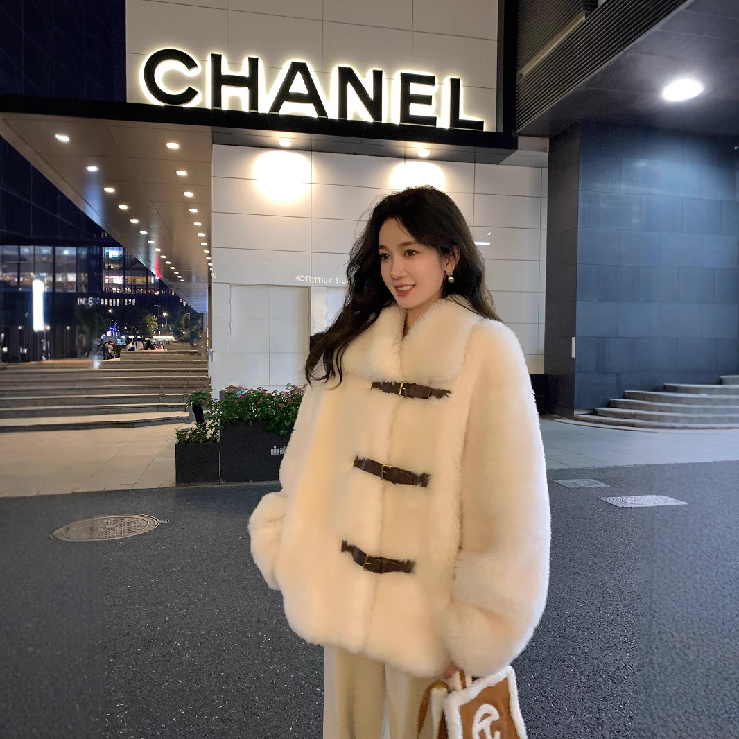 大幂幂翻领羊剪绒芭莎真羊羔毛皮毛一体大衣皮草外套女25秋冬新款