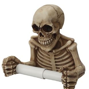 Cross-border Retro Wall Hanging Skull Tissue Pumping Creative Horror Face Resin Roll Paper Holder Living Room Bedroom Paper Roller