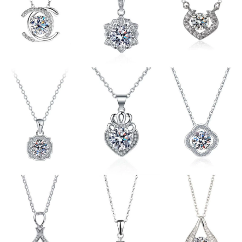 Горячая продажа одной карат мосанга бриллиант мода двойной C ожерелье женская личность дикий счастливый четырехлистный кулон ключица