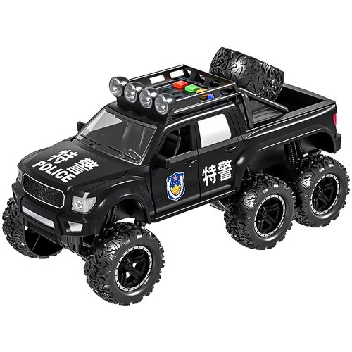 Large-scale music and light-up children's simulated off-road police & public security inertial alloy car model—perfect toy for boys