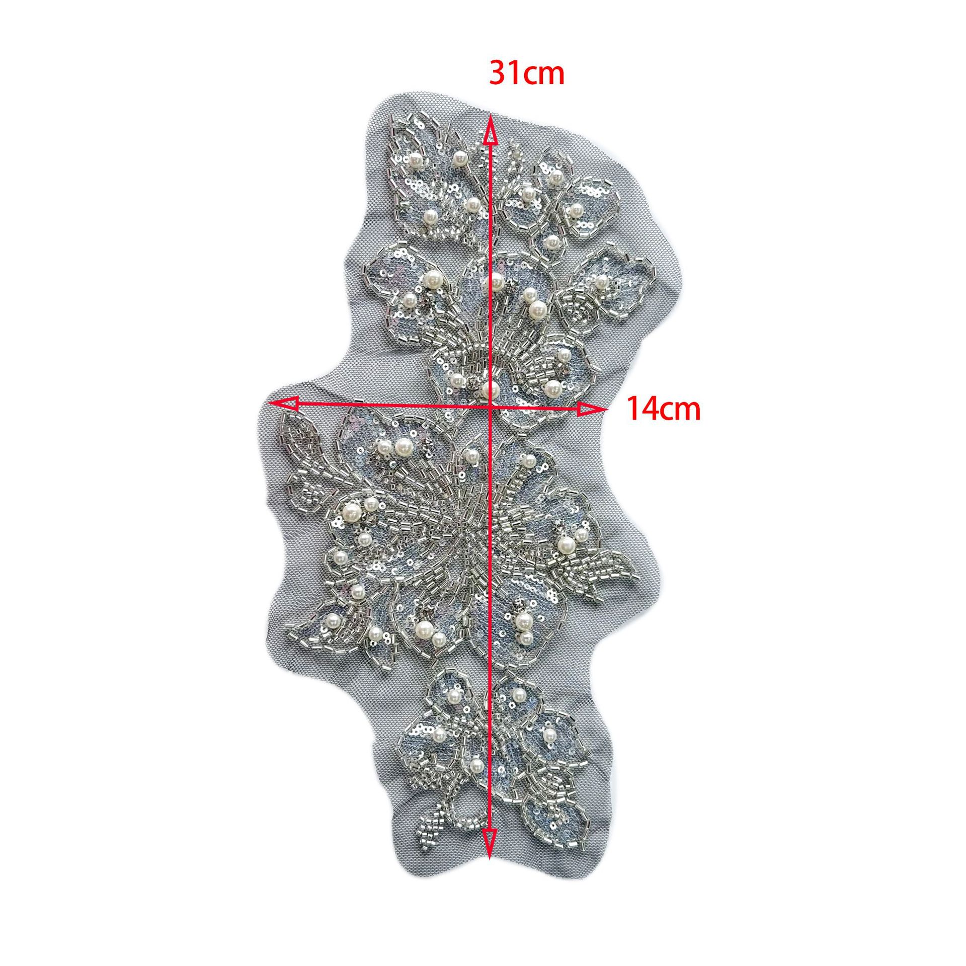 Ventas transfronterizas calientes de ergena bordado pegatinas de tela de perlas DIY vestido de boda decoración decalco accesorios de sastería al por mayor