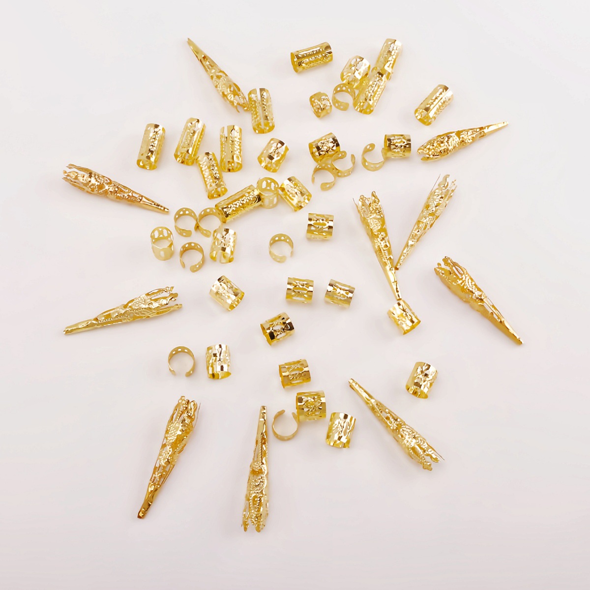 50 piezas de estilo antiguo anillo de cabello trenzado sucio negro europeo y americano transfronterizo Amazon Xiyin Temu alojamiento completo estación independiente shein