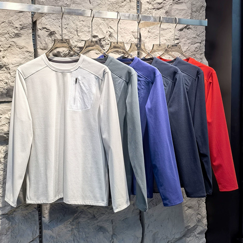 Замена большой птицы! Серия Outdoor Bird для осенних и зимних видов спорта, высокоэластичная быстросохнущая рубашка с длинными рукавами и круглым вырезом для мужчин, теплый флис