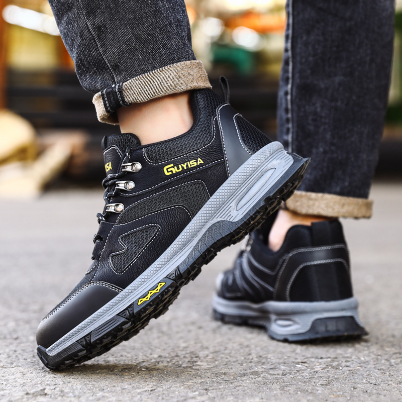 Safety work shoes for men, anti-puncture and anti-impact, all-season comfortable and soft, wear-resistant and non-slip protective shoes.
