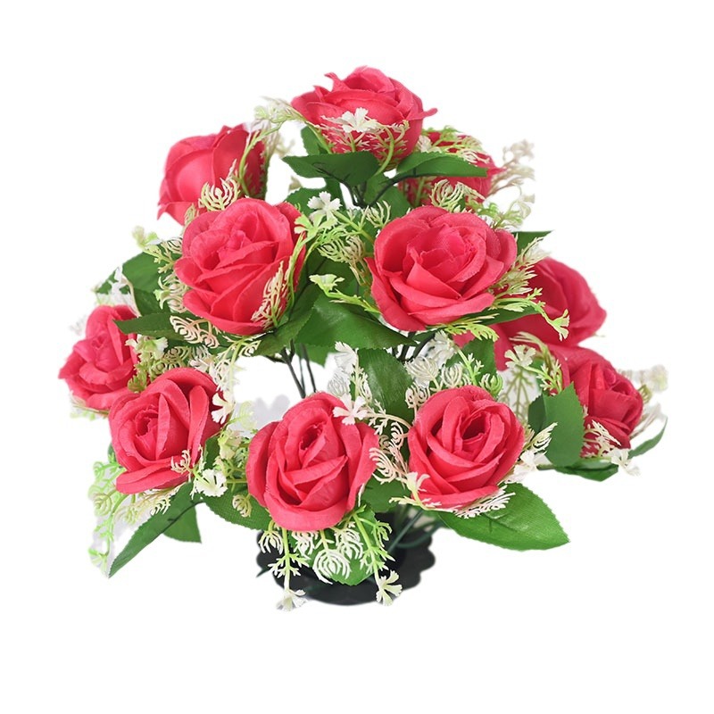 Fábrica de fotos de Nanyang flor de simulación al por mayor 13 flores de decoración de flores de rosa de melocotón fábrica directa flores falsas