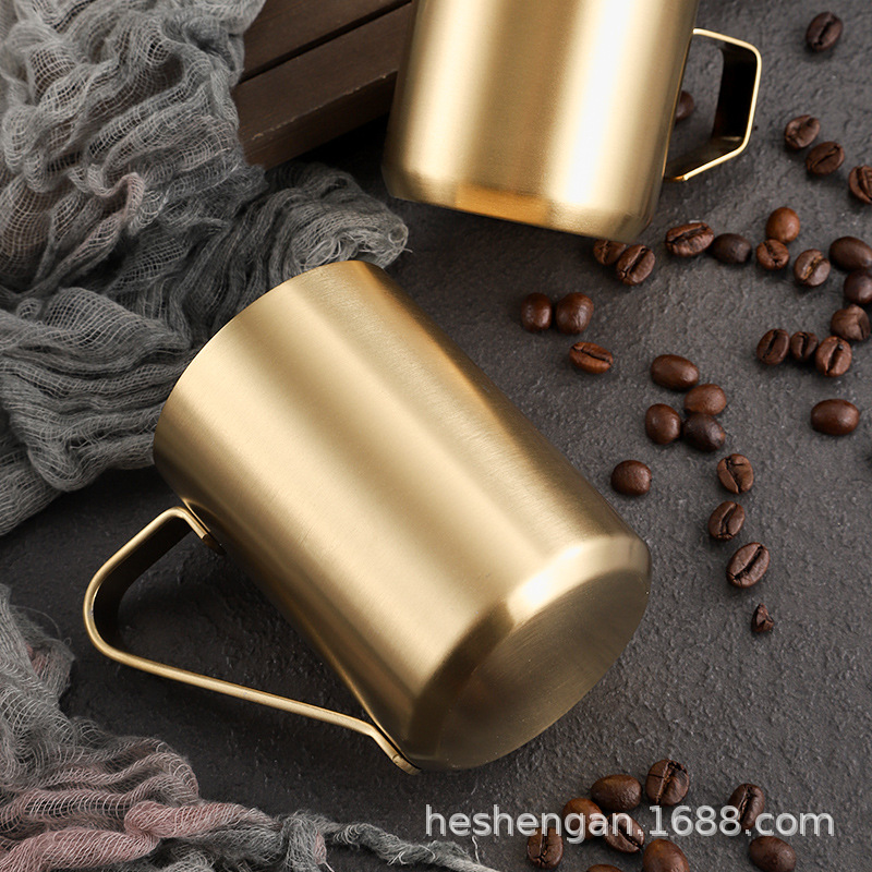 Estilo coreano 304 creativo de acero inoxidable taza de café de doble capa anti-Escaldadura con mango resistente a la caída taza de oficina de color sólido taza