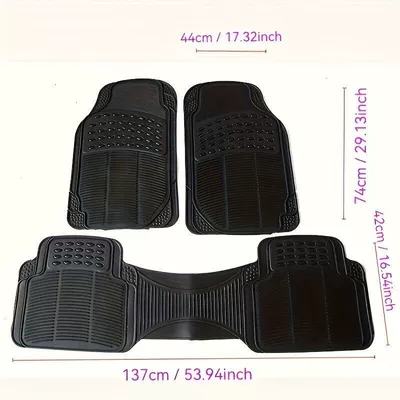 Directly from the manufacturer, PVC anti-slip and dirt-resistant car floor mats suitable for all seasons, universal fit, easy to clean (Universal Foot Pad) - black-pvc-non-slip-car-floor-mat-three-piece-set