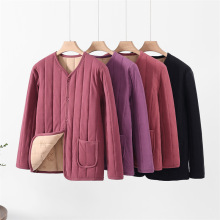 女士保暖内衣加绒加厚大码羊毛保暖上衣开衫中老年人保暖内胆男女