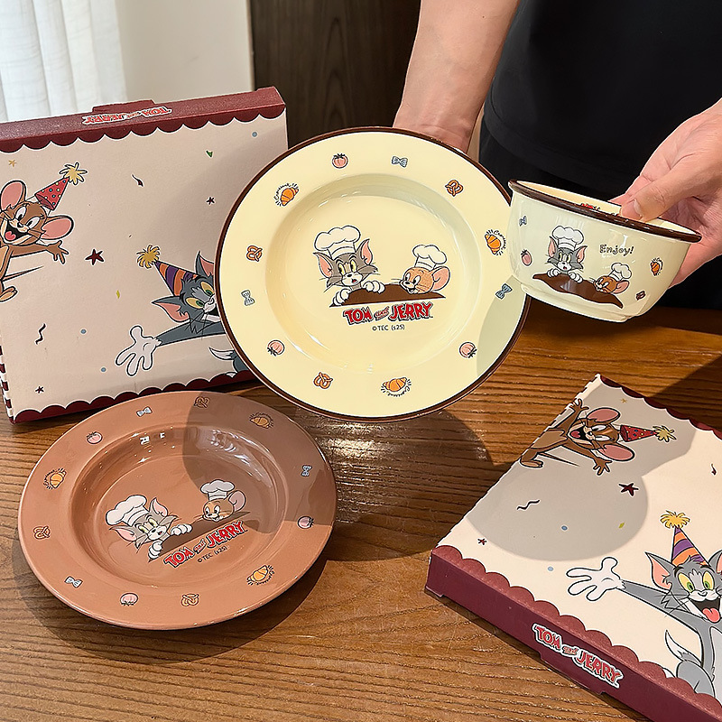 Gatos y ratones de dibujos animados cubiertos de cerámica platos de platos caseros adorables platos de comida 2025 nuevos regalos de cumpleaños de platos de fruta