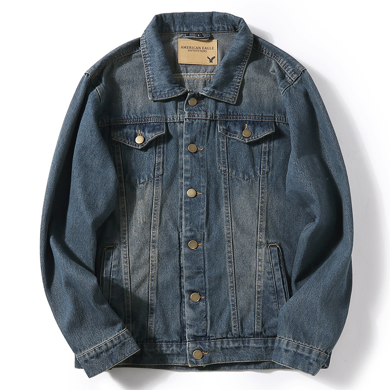 Calidad superior Retro lavado sucio de piedra vieja chaqueta de vaquero hombre clásico corto chaqueta casual hombre y mujer