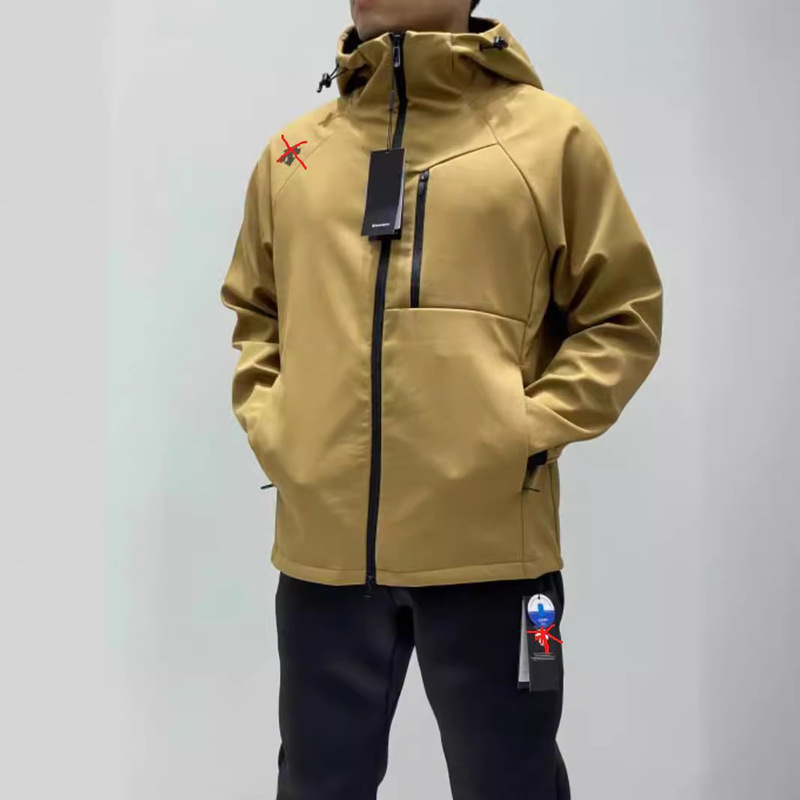 [5386] Di Moute! Soft Shell Jacket Men's Outdoor Windproof Waterproof Casual Jacket Fleece-lined Hooded Jacket