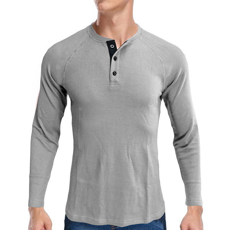 Men's T-shirt Long Sleeve Loose Fit Plain Basic Autumn Winter_voghion.com