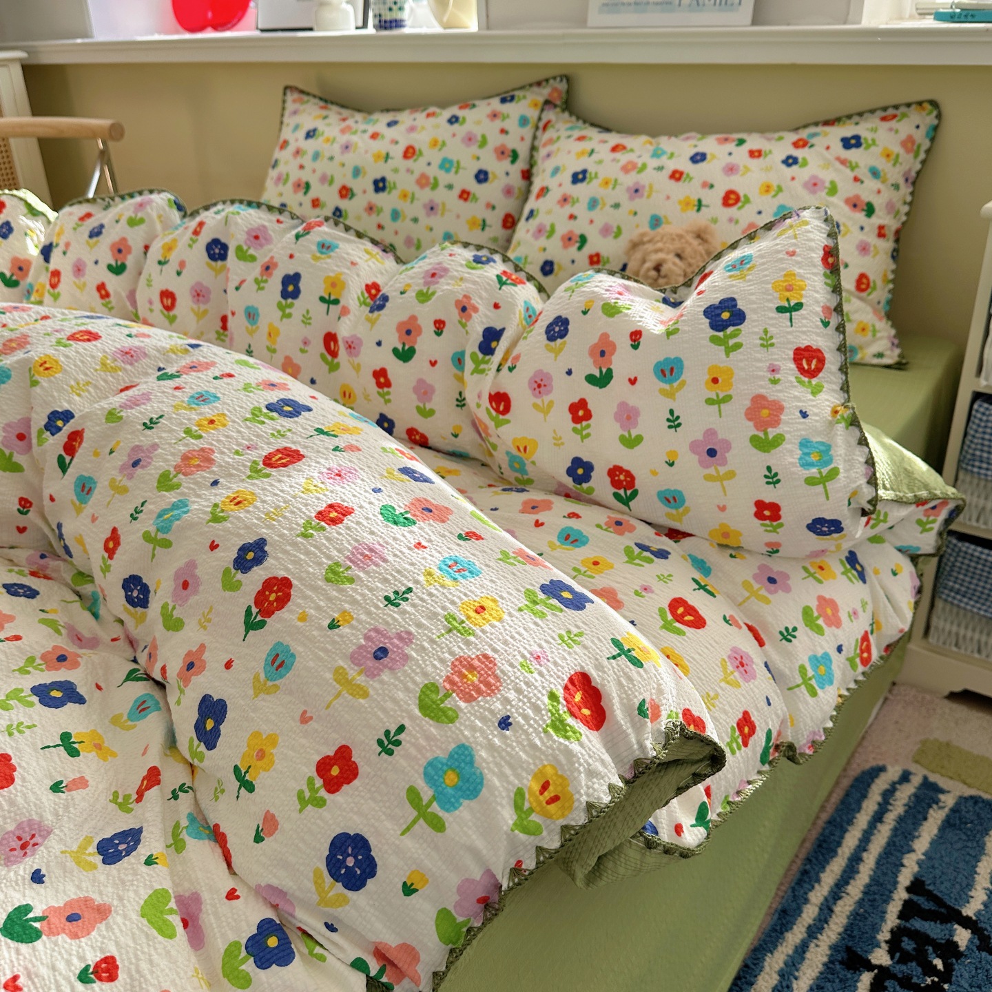 Madre y bebé clase A concha desnuda para dormir cuatro piezas set de algodón super suave sábanas pegajosas cubierta dormitorio de estudiantes set de tres piezas