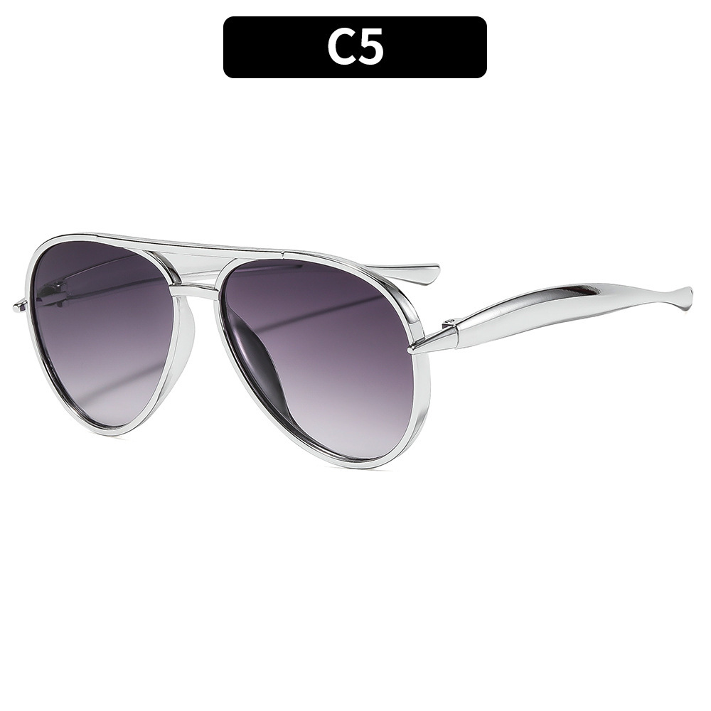 Aviator zonnebrillen met dubbele brug voor dames, retro streetstyle, afslankende high-end zonnebrillen voor heren