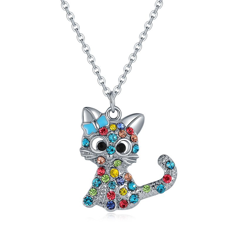 Style De Bande Dessinée Chat Alliage Placage Incruster Pierres Précieuses Artificielles Femmes Collier display picture 5