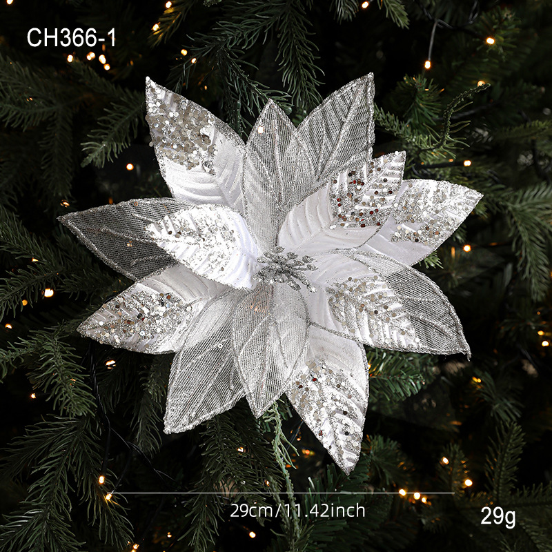 29CM tela flor de imitación de sequela hilo de malla flor de Navidad decoración floral decoración de guirlandas de Navidad