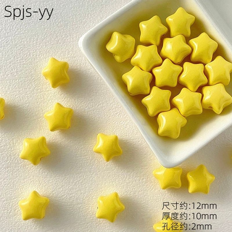 亚克力马卡龙烤漆胖嘟嘟小号五角星散珠DIY手机链串珠饰品配件|undefined
