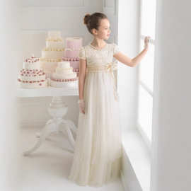 外贸欧美儿童花童装婚纱礼服女童蕾丝长裙演出服生日蝴蝶结公主裙