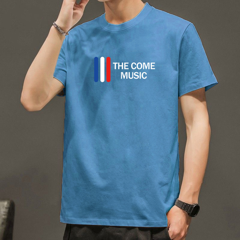 Primavera y Verano nueva carta cuello redondo de manga corta Camiseta de los hombres de la camiseta de moda corto de moda todo-Partido casual Top ropa de los hombres camiseta