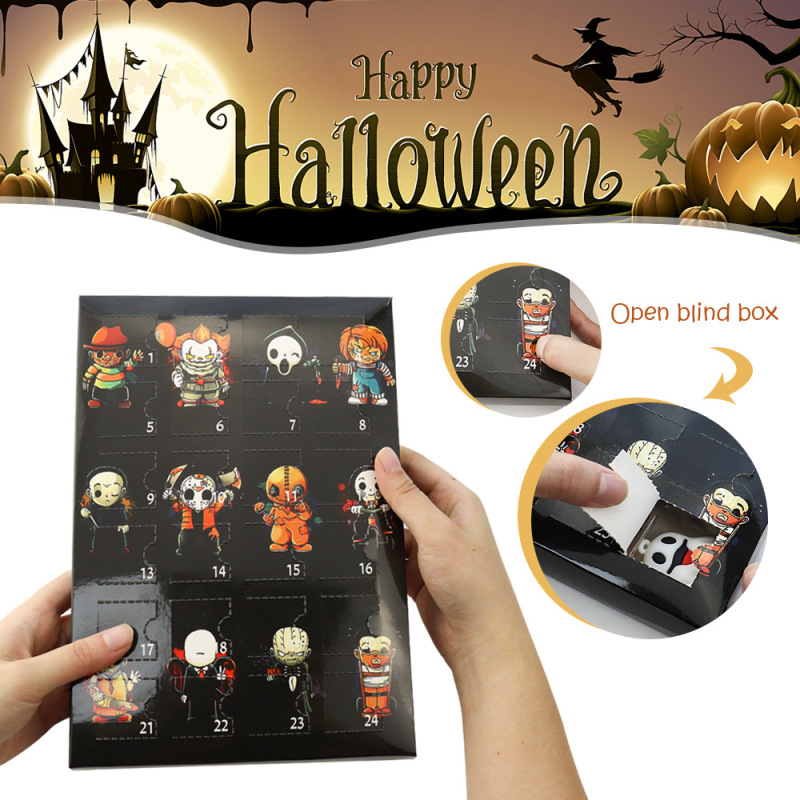 ハロウィン ホラー雰囲気 ゴーストカレンダー おもちゃ ブラインドボックス 24個 ゴシックアドベントカウントダウンカレンダー ブラインドボックス|undefined