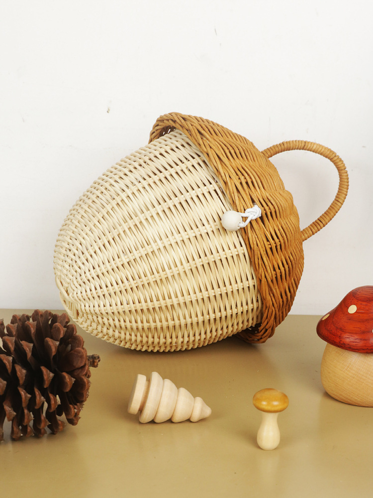 Estilo ins bolso tejido a mano para niños ratán bolsa de roble lugar accesorios de fotografía bolso de los niños estilo coreano