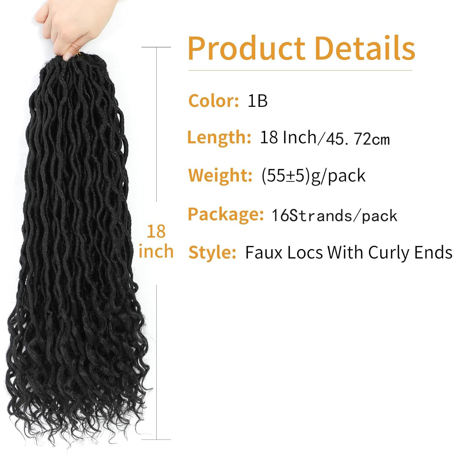 Europa y los Estados Unidos comercio exterior transfronterizo nuevo ganchillo cabello de la diosa locs 18 pulgadas curva superior y curva inferior cola dispersa