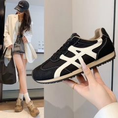 复古松糕防滑德训鞋女2025秋季新款时尚百搭运动休闲轻便条纹板鞋