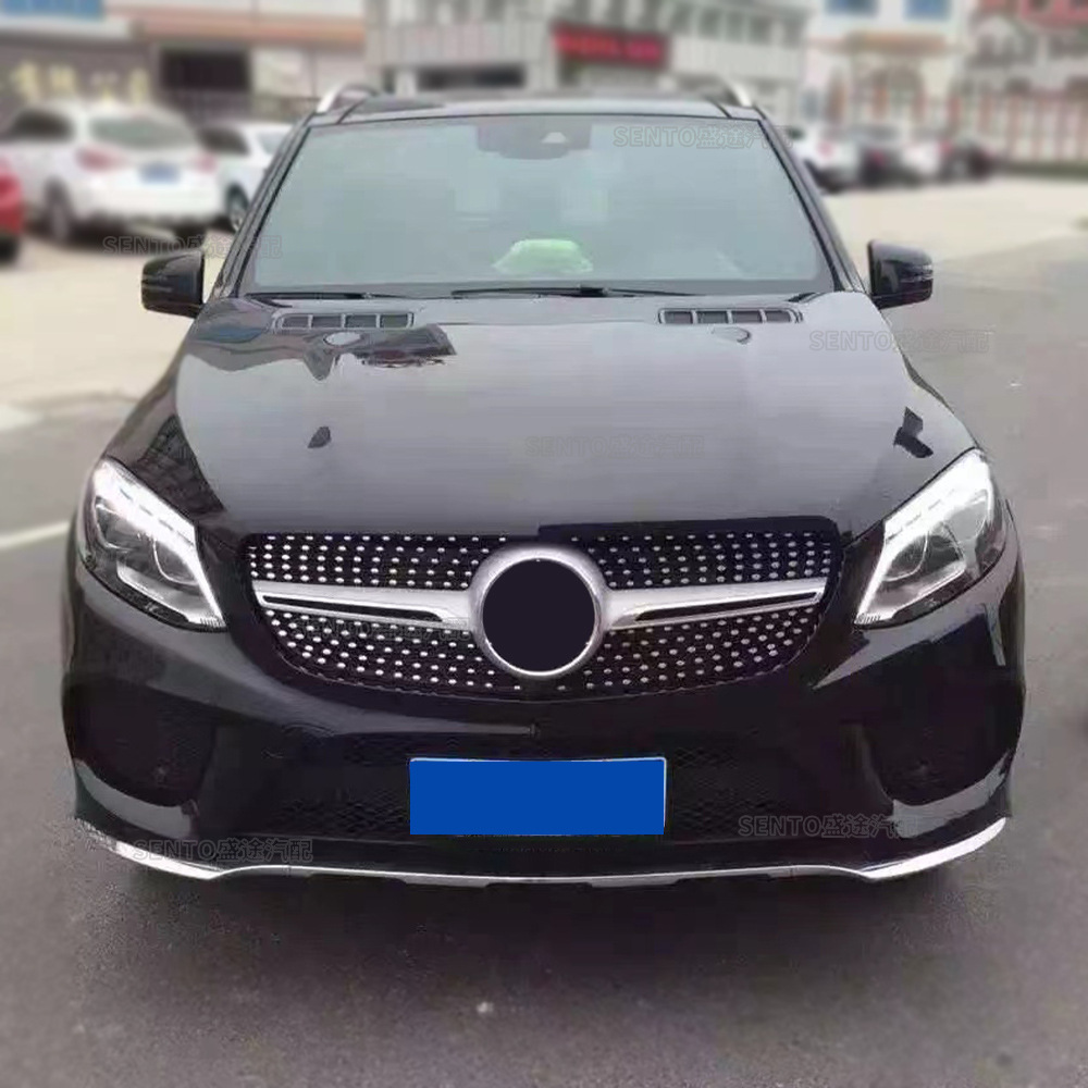 Suitable for 2015-2019 Mercedes-Benz Gle W166 Modified Center Grille Gt Vertical Strip Starry Front Bumper Air Intake Grille