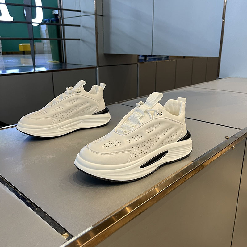Papa 2024 automne nouveau cuir respirant sport décontracté Net rouge semelle épaisse rehaussé petites chaussures blanches_voghion.com