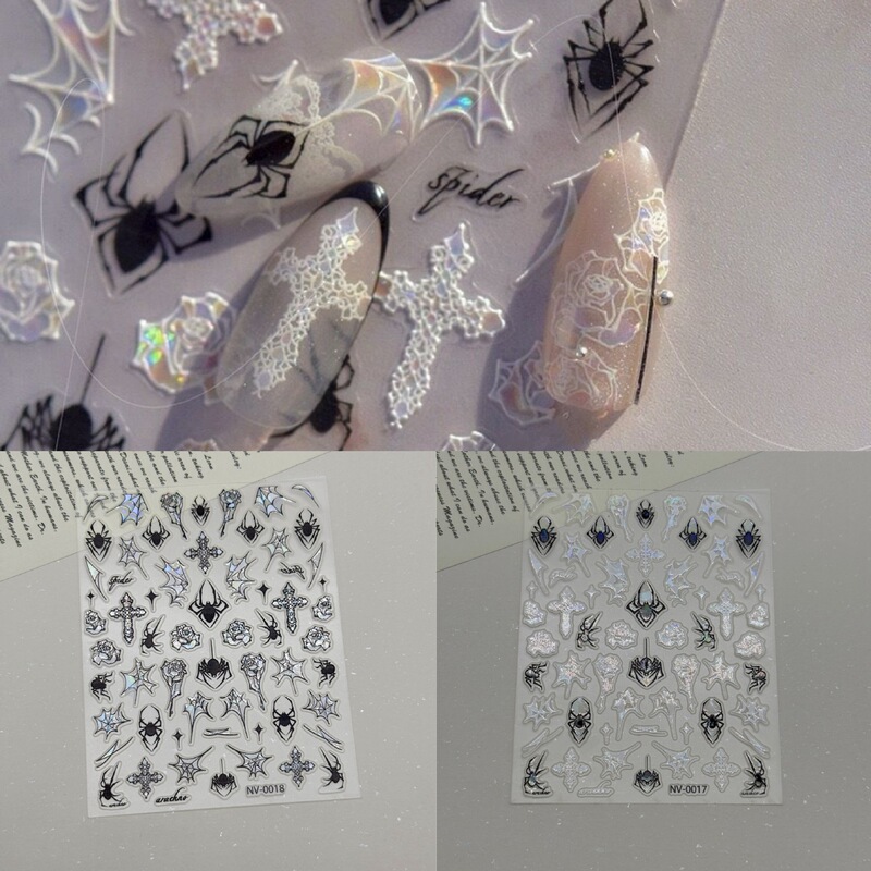 Ams New Embossed Hot Stamping DIY Nail Art Stickers Dark Series Skull Ghost Cartoon Puppy Factory Wholesale