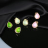 Zirconium, small design earrings, 2022, autumn, micro incrustation, 750 sample gold, light luxury style