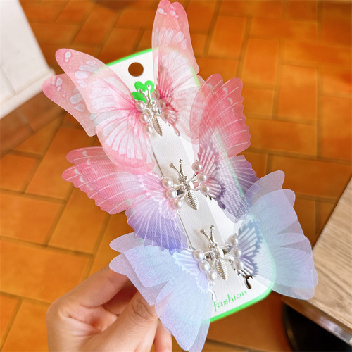Moving Butterfly Hairpin Headwear for Girls, Fashionable and Nostalgic Chinese Style Hanfu Hair Accessories with Spring Clips, Chinese Style Hair Adornments