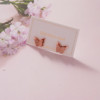 Golden earrings stainless steel, accessory for elementary school students, 18 carat, pink gold, Japanese and Korean