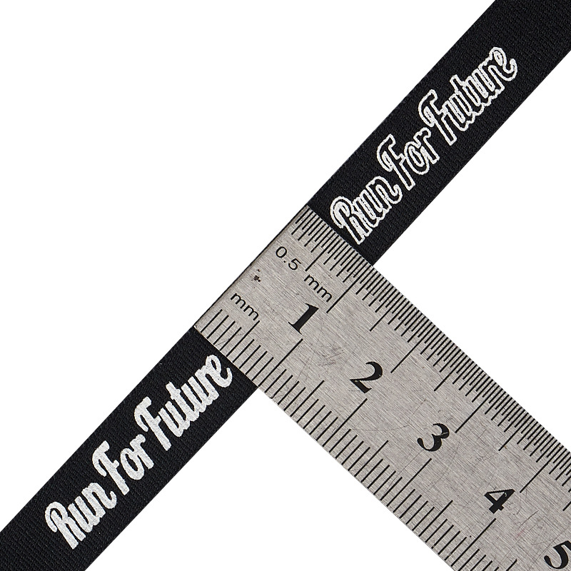 Blanco y negro en stock 1cm letras inglesas impresas tira de borde de cuello trasero elástico suéter de manga corta para niños tira de borde de cuello trasero