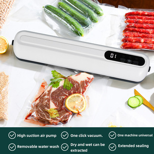 Cross-Border Household Fully Automatic Vacuum Sealing Machine Rechargeable Food Packaging Machine Small Fresh-Keeping Machine Dry and Wet Compression Plastic Sealing Machine