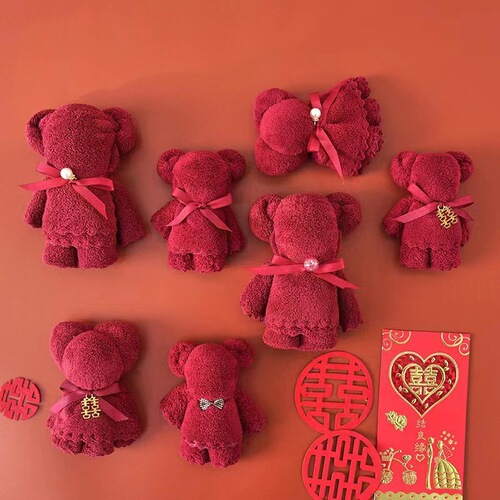 Coral velvet bear towel gift for bridesmaids, wedding return gifts for brides, kindergarten gifts for girls, small gifts for students