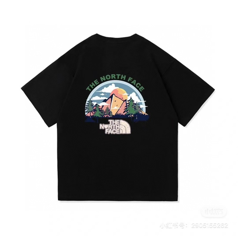 NTノースフェイスの純綿Tシャツの正しいバージョン、男性と女性用、カップル向けの同じスタイル、トレンディなプリント、幅広で多用途、カジュアル半袖|undefined